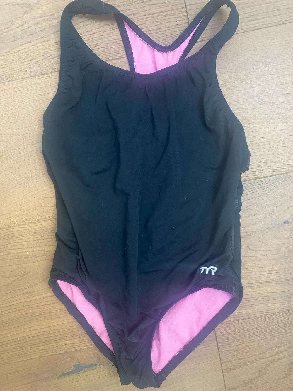 TYR Black One-Piece Swimsuit with Pink Lining